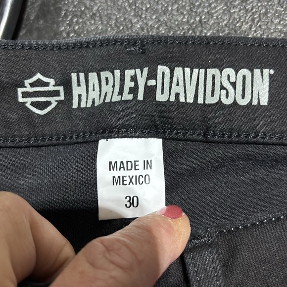 Harley Davidson High Rise skinny black denim Jeans,5 pocket,zip front,logo patch - Picture 8 of 11